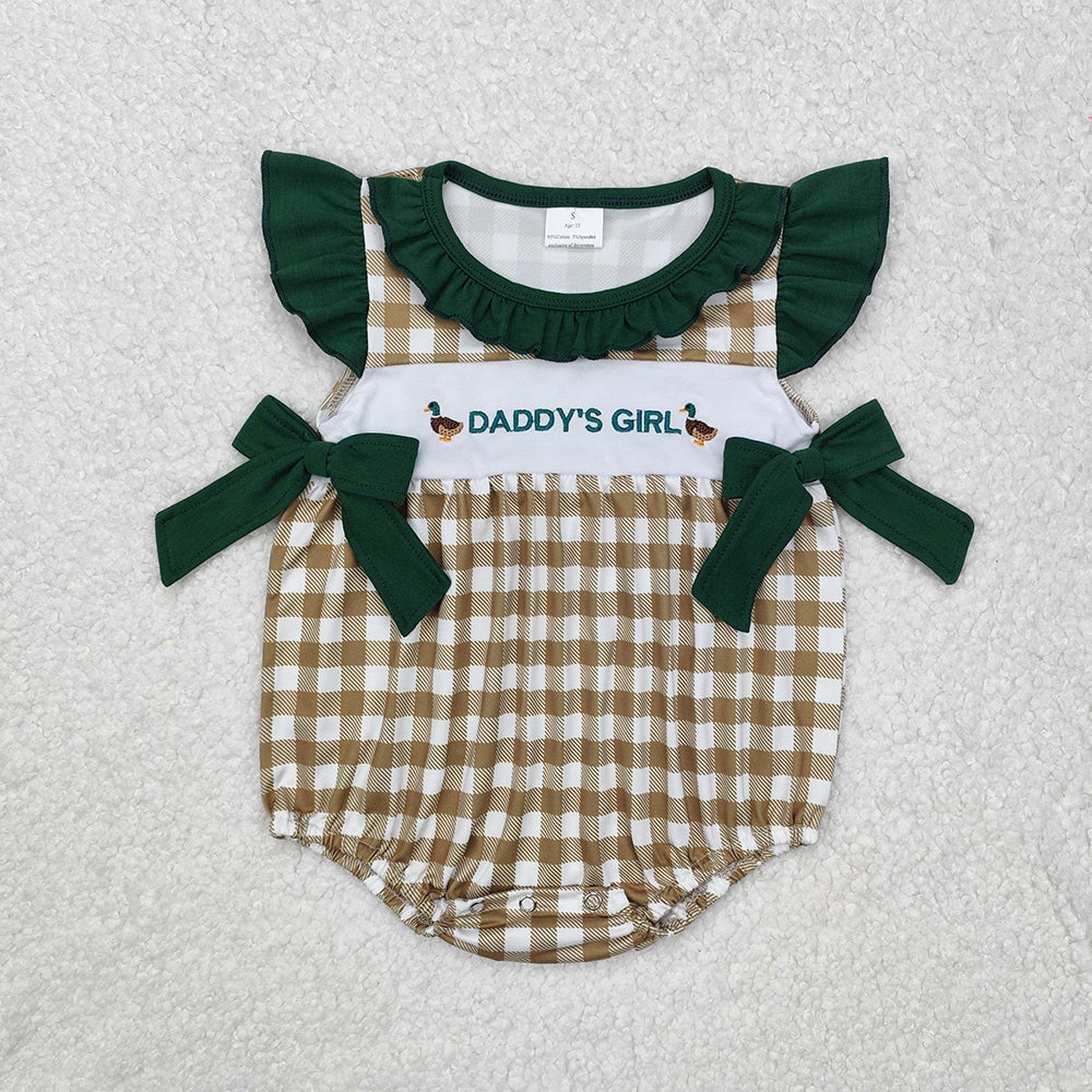 Baby Infant Girls Daddy's Girl Ducks Bows Rompers