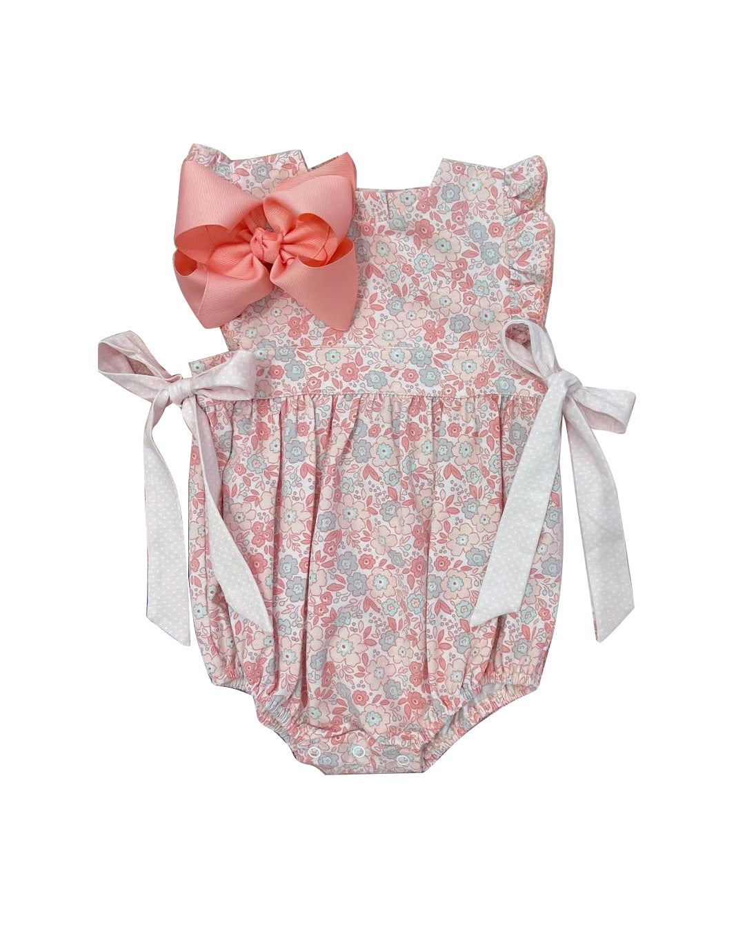 Baby Infant Girls Pink Small Flowers Bows Rompers preorder