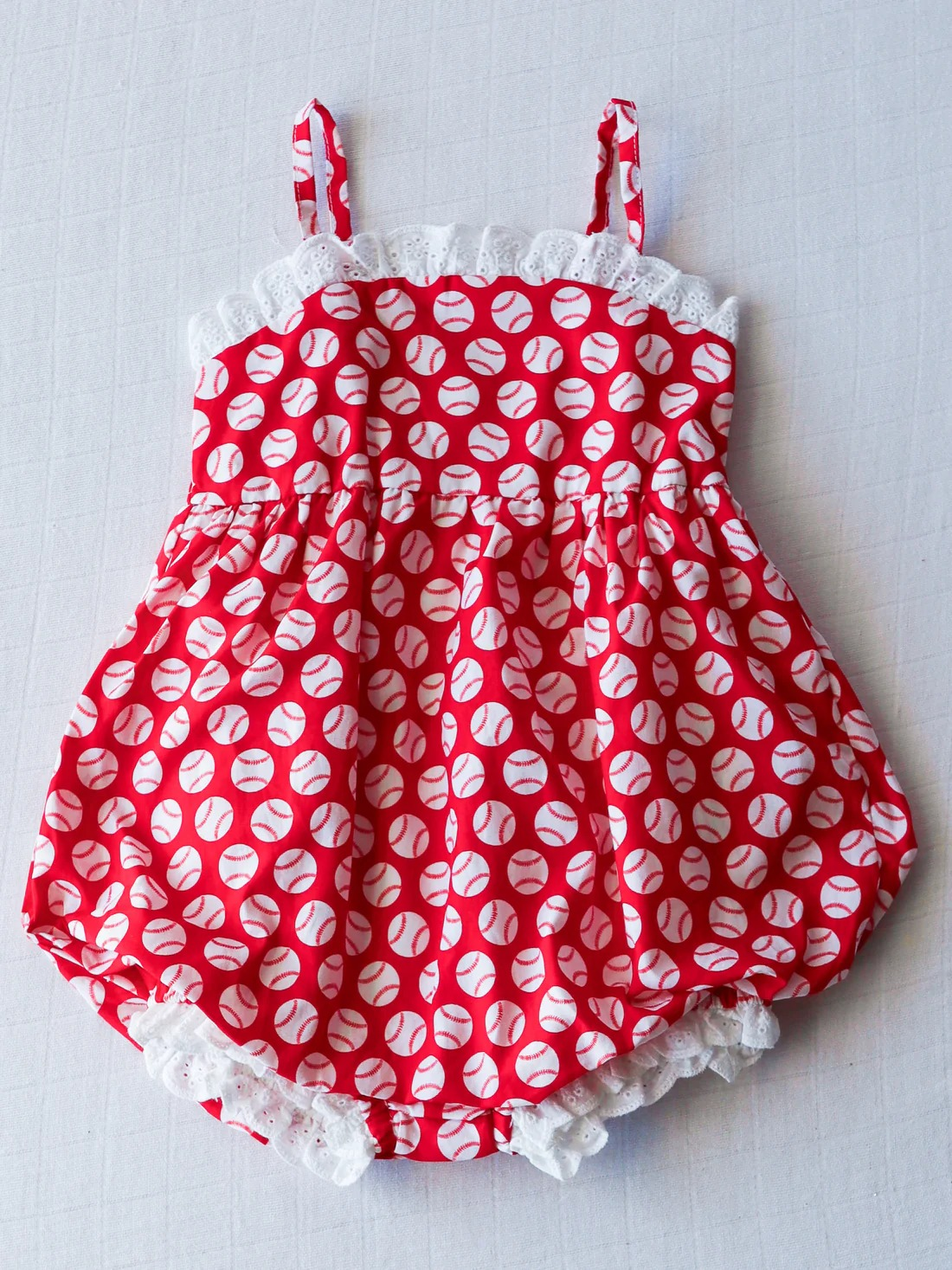 Baby Infant Girls Red Baseball Straps Rompers preorder