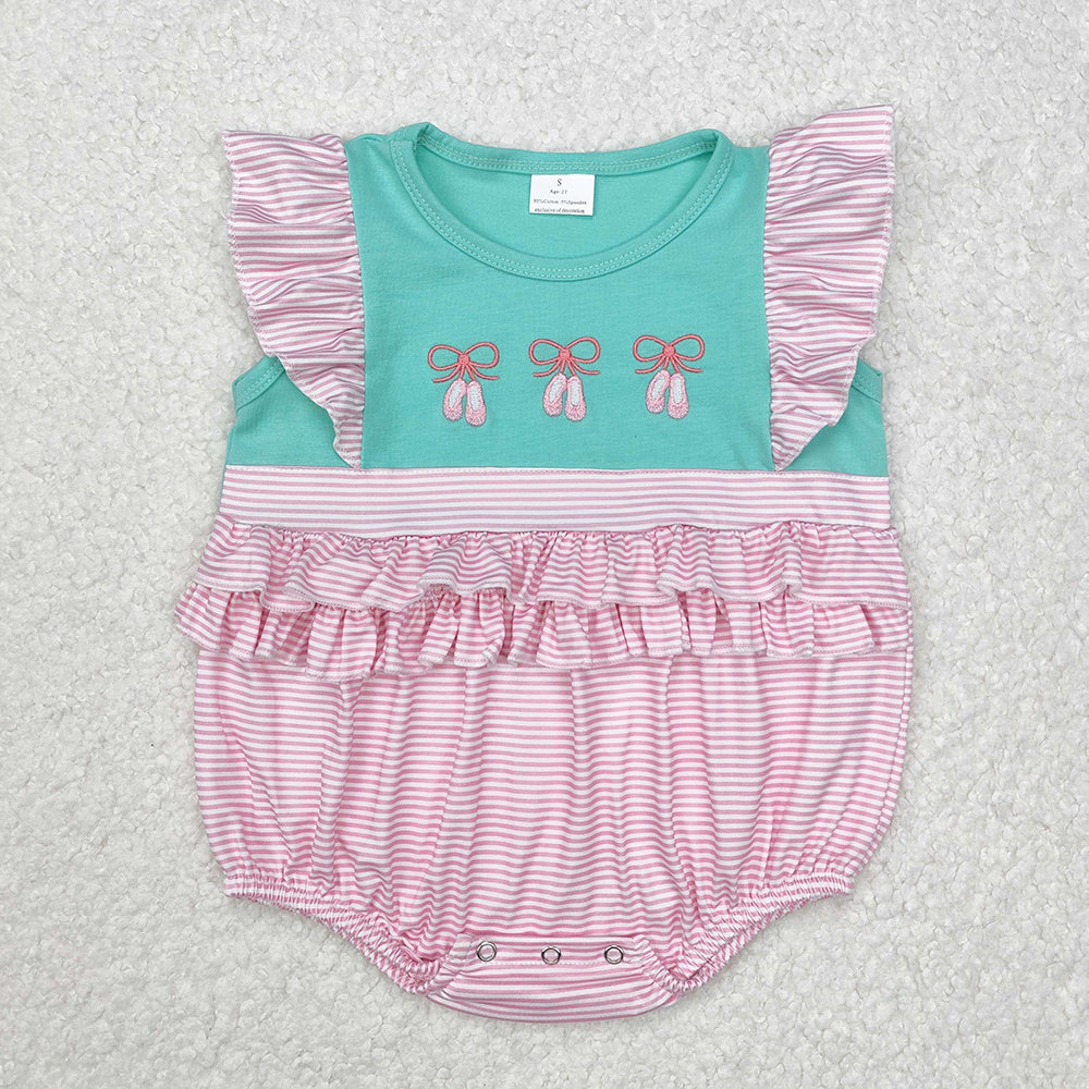 Baby Infant Girls Ballet Shoes Flutter Sleeve Rompers