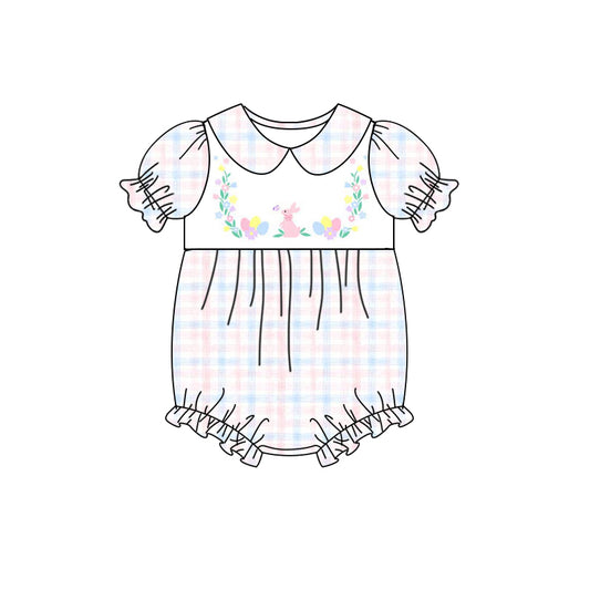 Baby Infant Girls Easter Rabbit Eggs Flowers Short Sleeve Rompers preorder