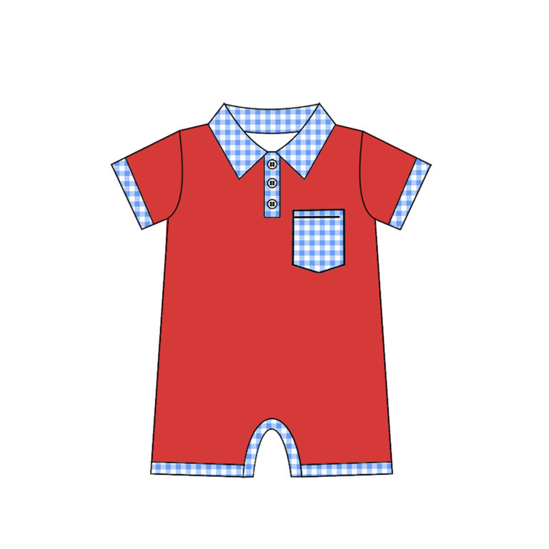 Baby Infant Boys Red 4th of July Pocket Rompers preorder