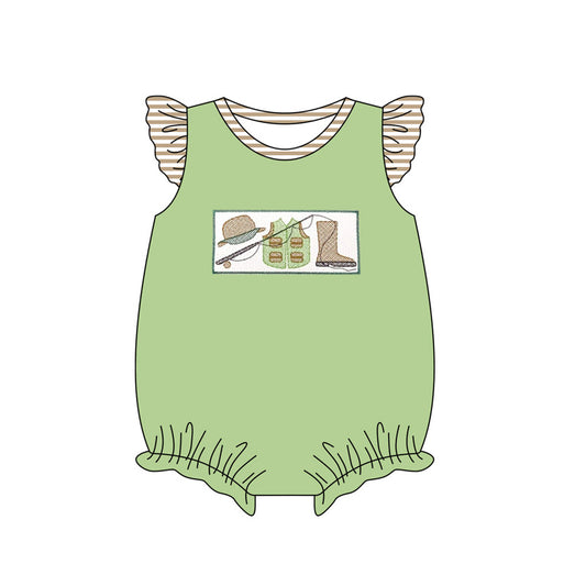 Baby Infant Girls Duck Fishing Flutter Sleeve Rompers preorder