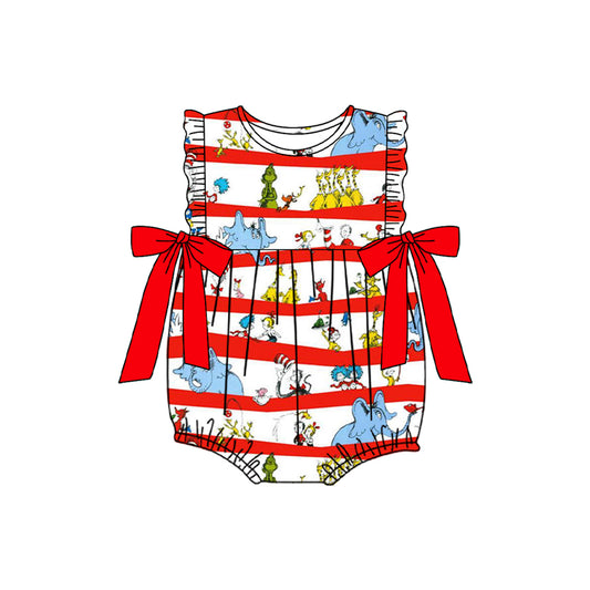 Baby Infant Girls Elephants Red Bows Rompers preorder