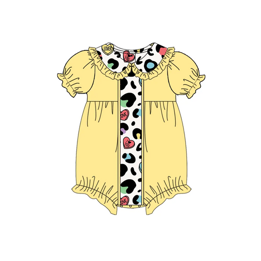 Baby Infant Girls Valentines Leopard Love Rompers preorder