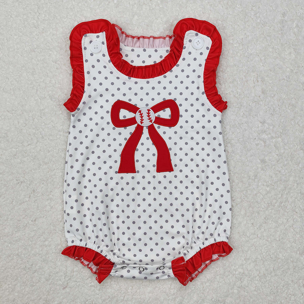 Sibling Baby Girls Baseball Bow Rompers Clothes Suits