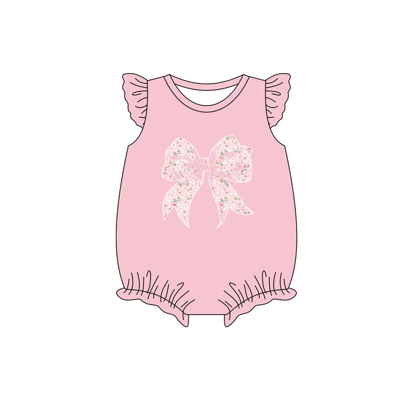 Preorder moq 5 Baby Infant Girls Pink Flowers Big Bows Rompers