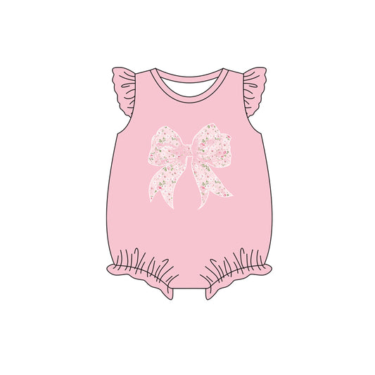 Preorder moq 5 Baby Infant Girls Pink Flowers Big Bows Rompers