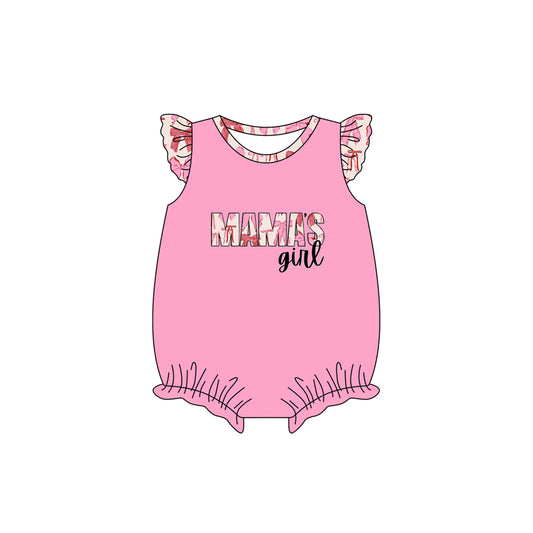 Baby Infant Girls Mama's Girl Pink Bows Flutter Sleeve Rompers preorder