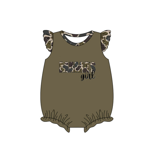 Baby Infant Girls Mama's Girl Camo Flutter Sleeve Rompers preorder