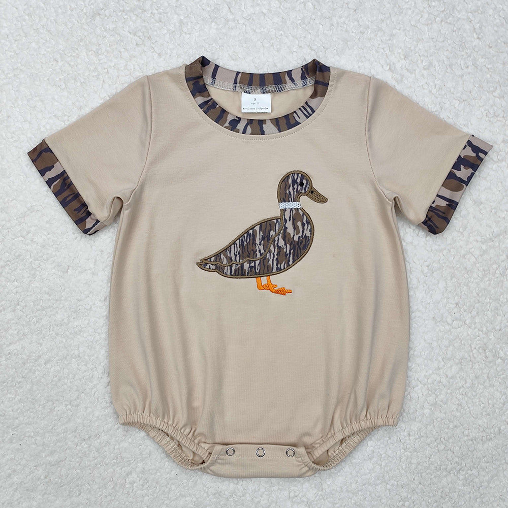 Sibling Baby Infant Boys Camo Duck Short Sleeve Rompers