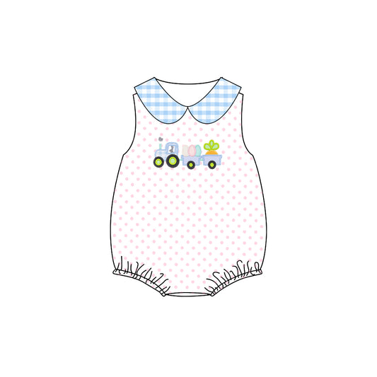 Baby Infant Girls Pink Easter Carrots Trucks Sleeveless Rompers preorder