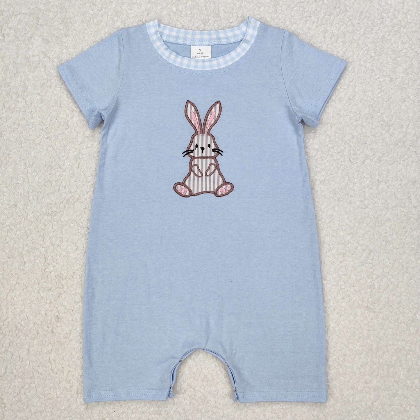 Sibling Baby Kids Embroidery Stripe Rabbits Easter Ruffle Knee Length Dress Shorts Romper