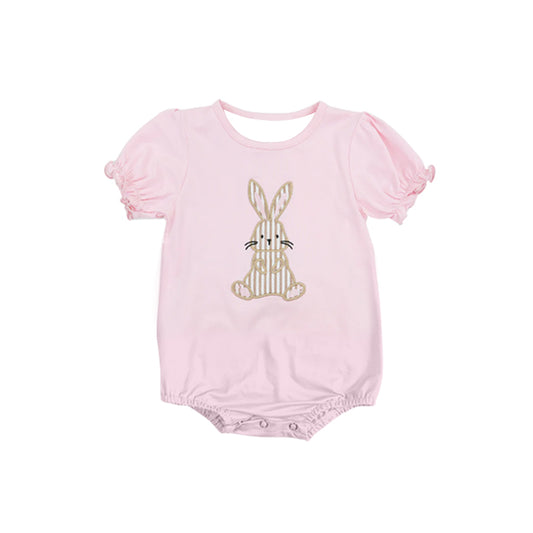 Baby Infant Girls Pink Easter Rabbit Short Sleeve Rompers preorder