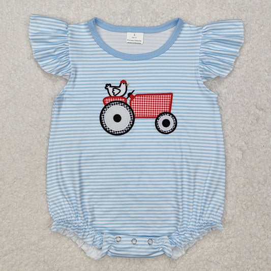 Baby Infant Girls Farm Chicken Flutter Sleeve Rompers