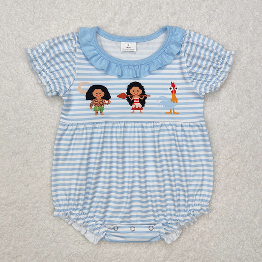Baby Infant Girls Blue Strips Island Princess Rompers