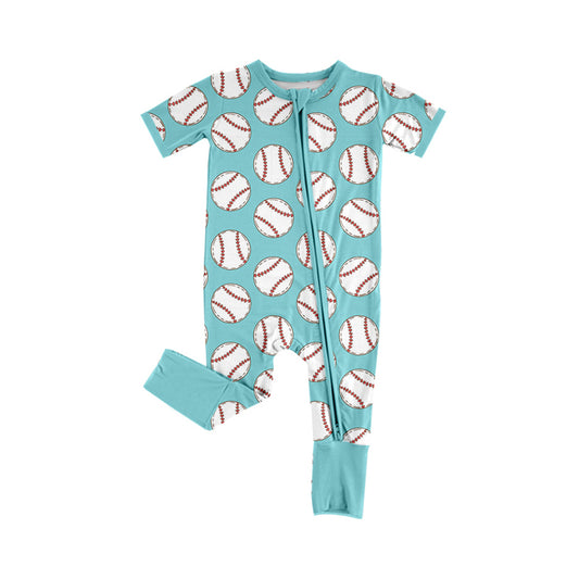 Baby Infant Boys Baseball Blue Zip Rompers preorder