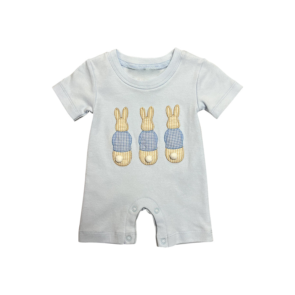 Baby Infant Boys Easter Rabbits Blue Rompers preorder