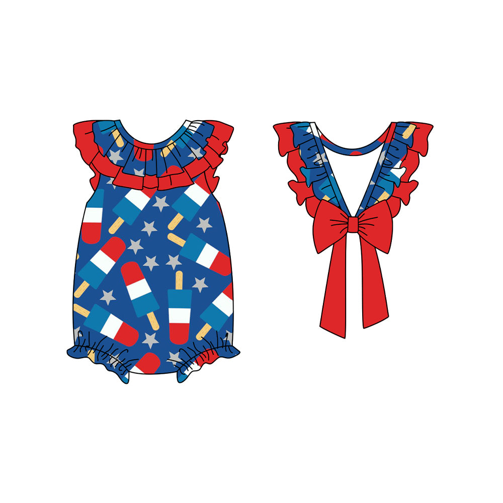 Baby Infant Girls 4th Of July Popsicle Stars Rompers preorder