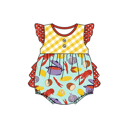 Baby Infant Girls Boiled Crawfish Flutter Sleeve Rompers preorder