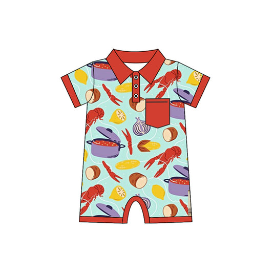 Baby Infant Boys Boiled Crawfish Short Sleeve Rompers preorder
