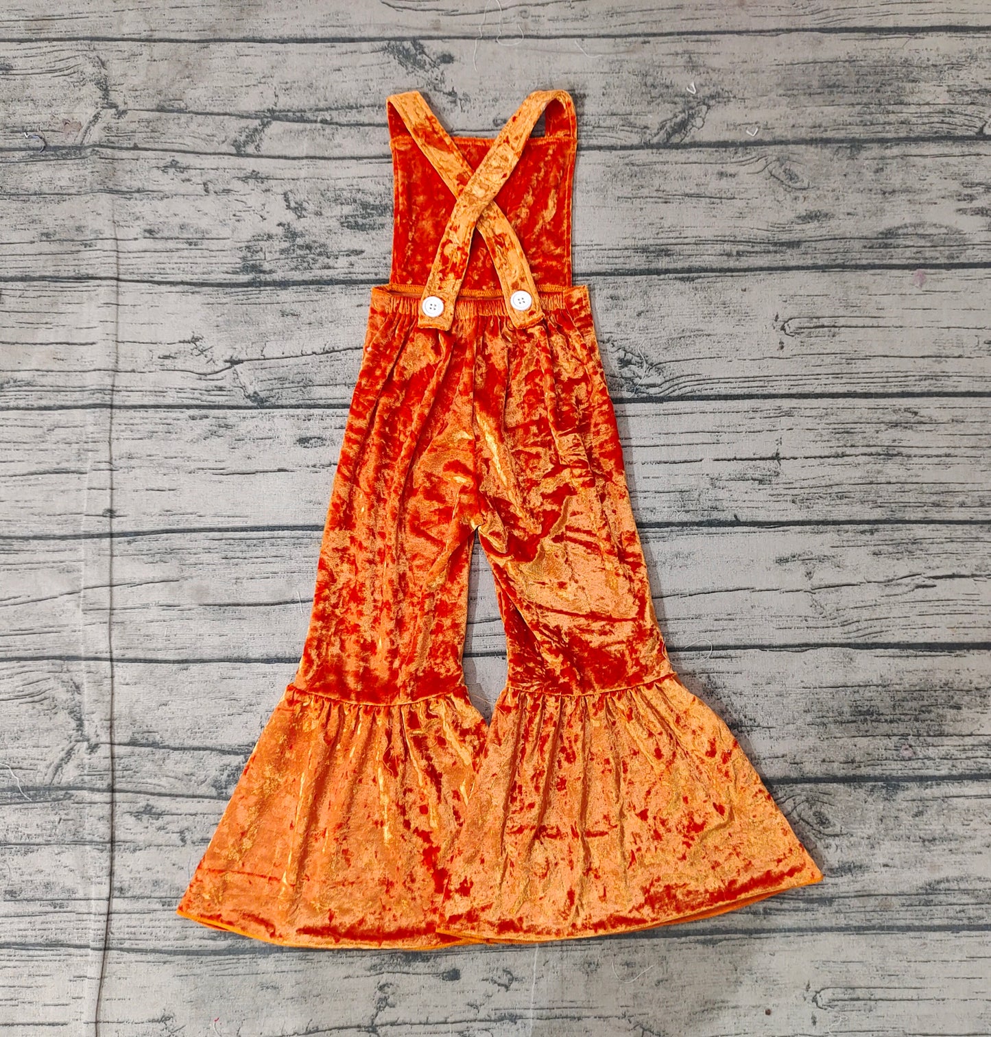 Baby Girls Straps Orange Dog Velvet Jumpsuits Preorder