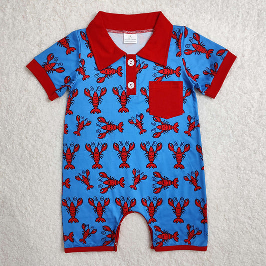 Baby Infant Boys Crawfish Red Pocket Rompers
