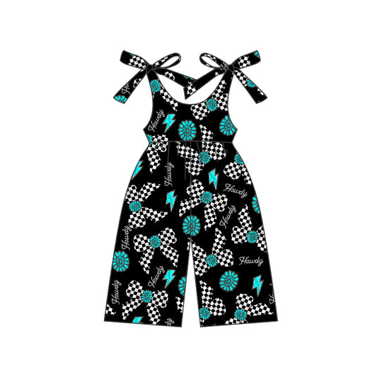 Baby Girls Straps Western Howdy Turquoise Jumpsuits Preorder