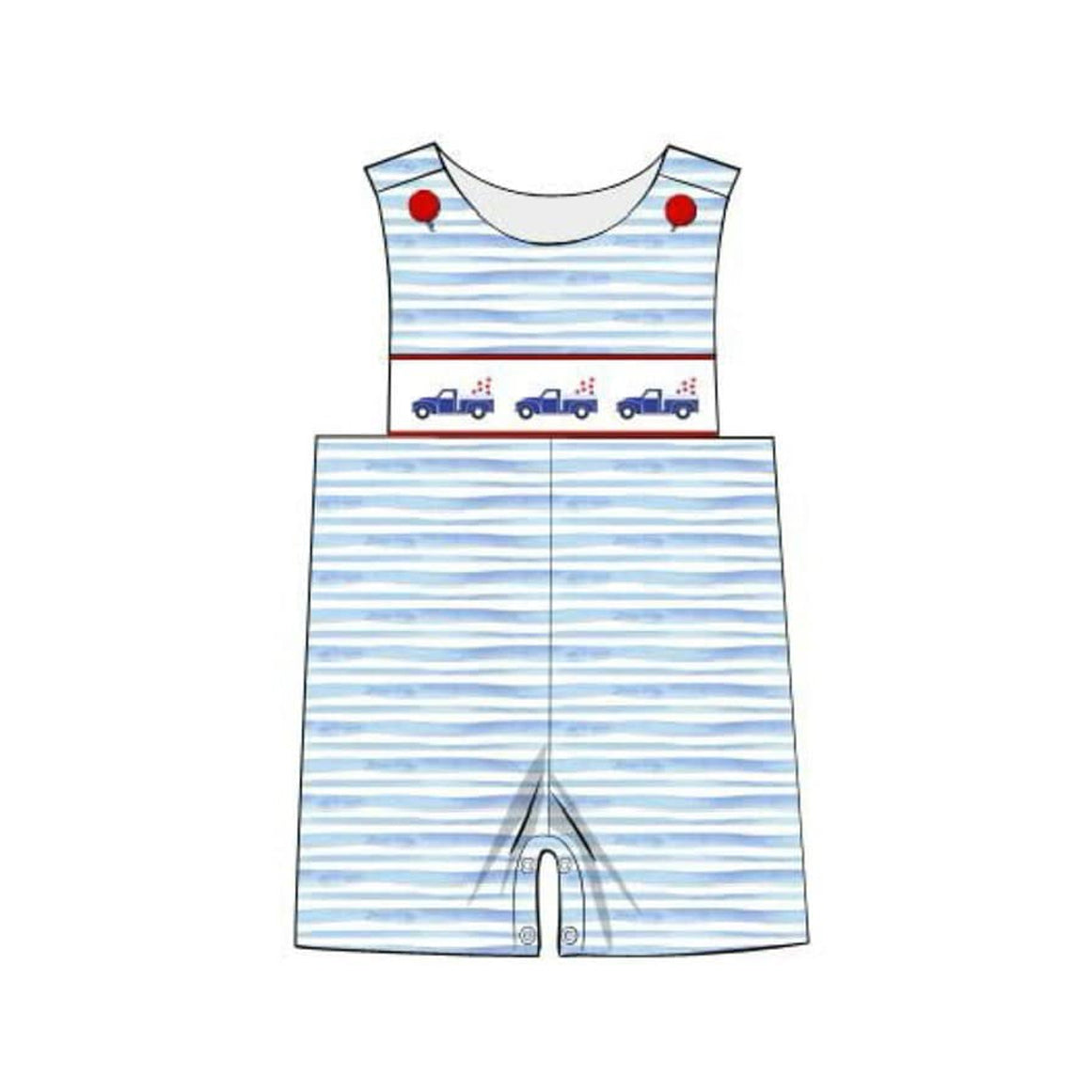 Baby Infant Boys Valentines Trucks Sleeveless Rompers preorder