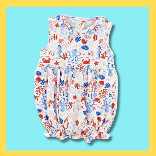 Baby Infant Boys Fishing Crabs Sleeveless Rompers preorder