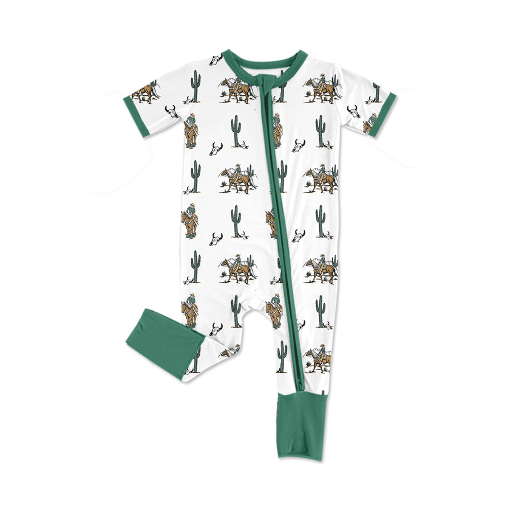 Baby Infant Kids Rodeo Cactus Western Zip Rompers preorder