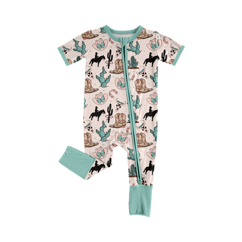 Baby Infant Girls Western Rodeo Boots Zip Rompers preorder