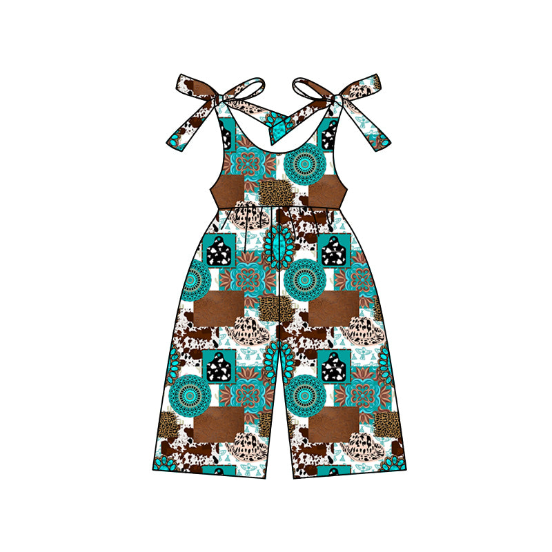 Baby girls Western Turquoise Cowhide Strap jumpsuits preorder