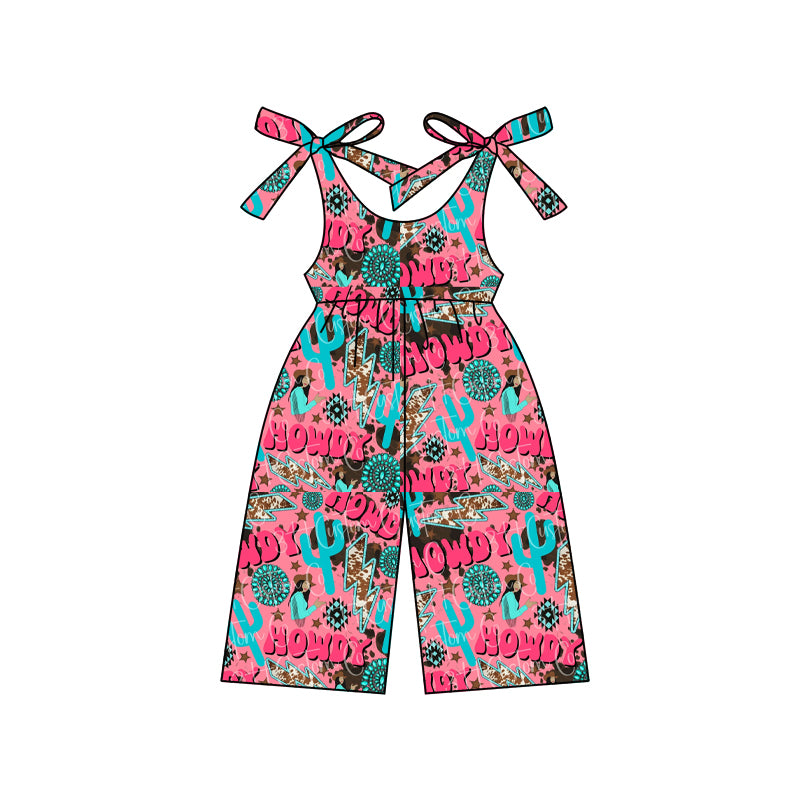 Baby girls Western Howdy Turquoise Straps Jumpsuits preorder