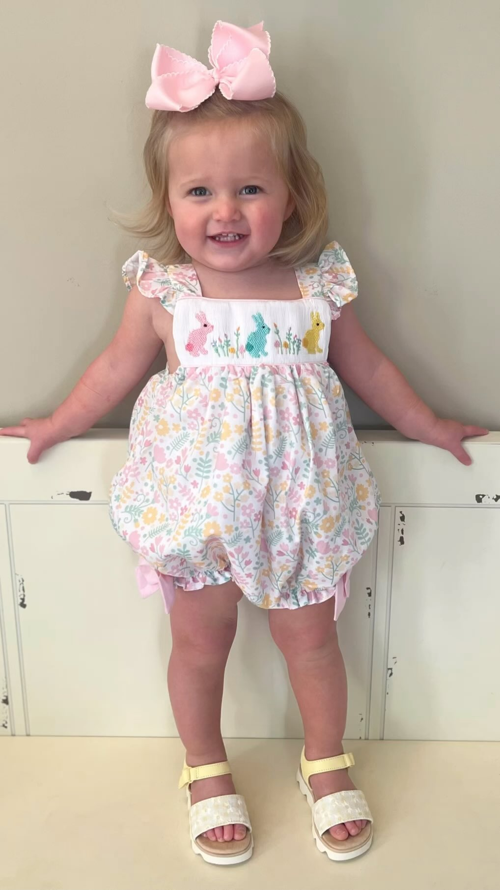 Baby Infant Girls Easter Flowers Rabbits Rompers preorder