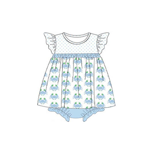 Baby Infant Girls Blue Crabs Sleeveless Rompers preorder