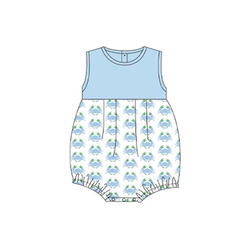 Baby Infant Boys Blue Crabs Sleeveless Rompers preorder