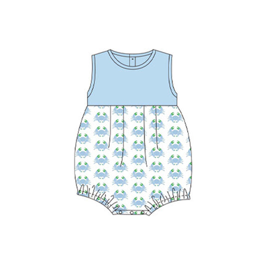 Baby Infant Boys Blue Crabs Sleeveless Rompers preorder