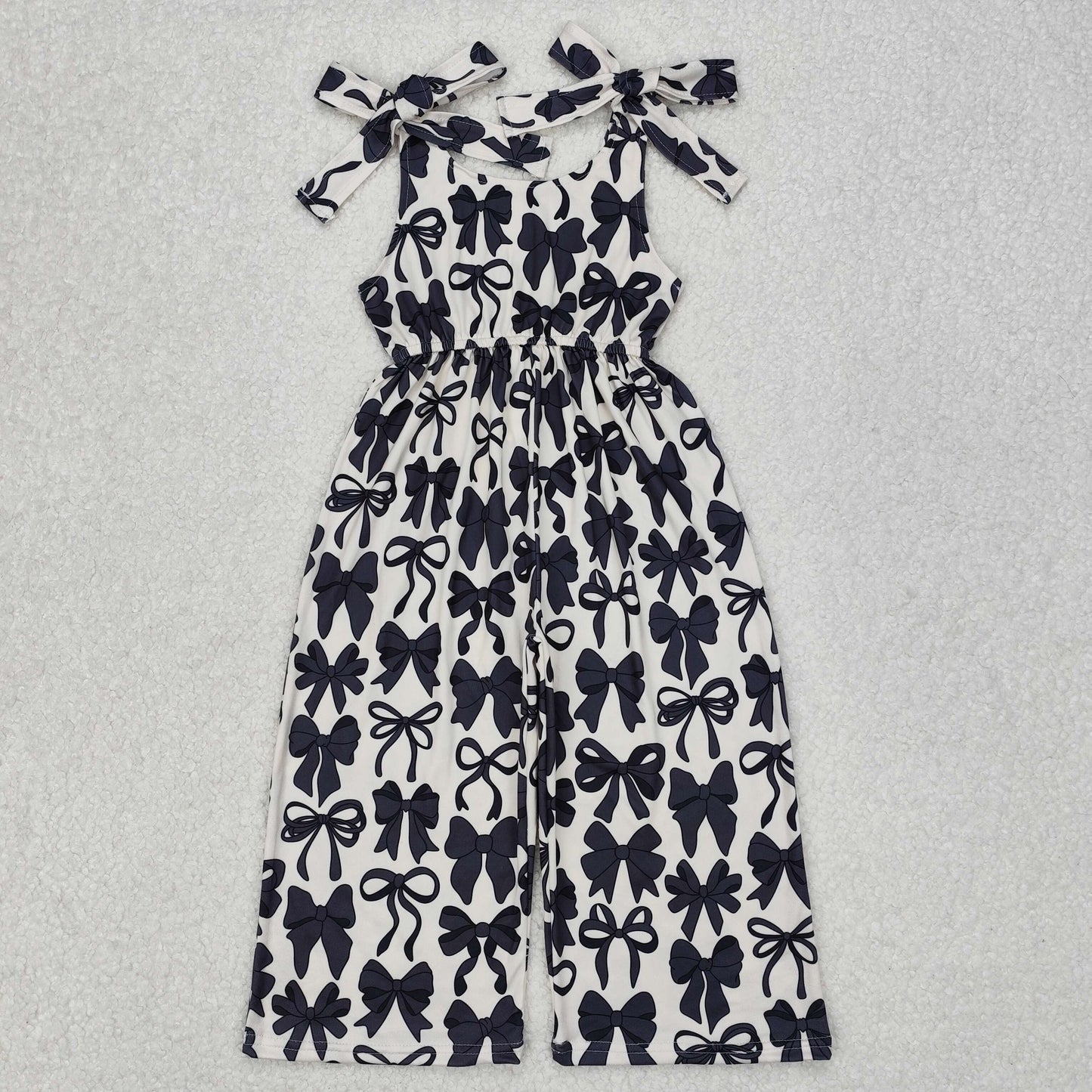 Sibling Baby Girls Strap Turquoise Cow Print Bows Bell Bottom Jumpsuits