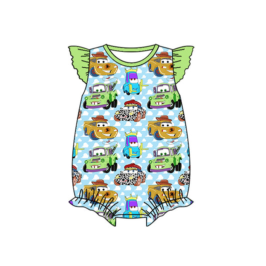 Baby Infant Girls Car Racing Flutter Sleeve Rompers preorder