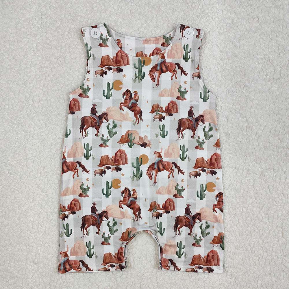 Baby Infant Boys Western Rodeo Cactus Rompers