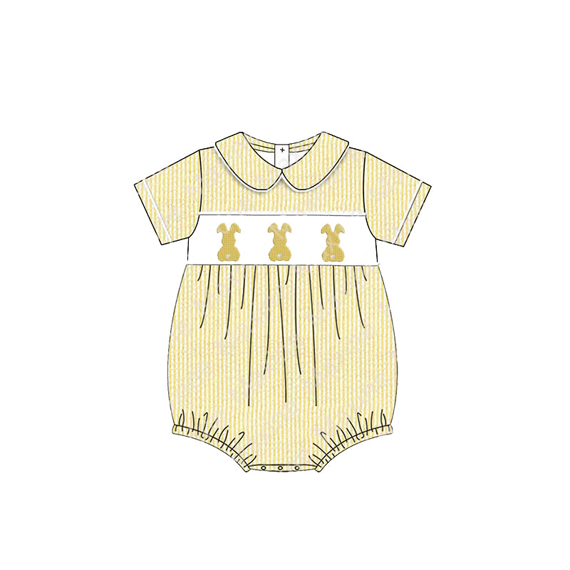 Baby Infant Boys Easter Rabbits Checkered Rompers preorder