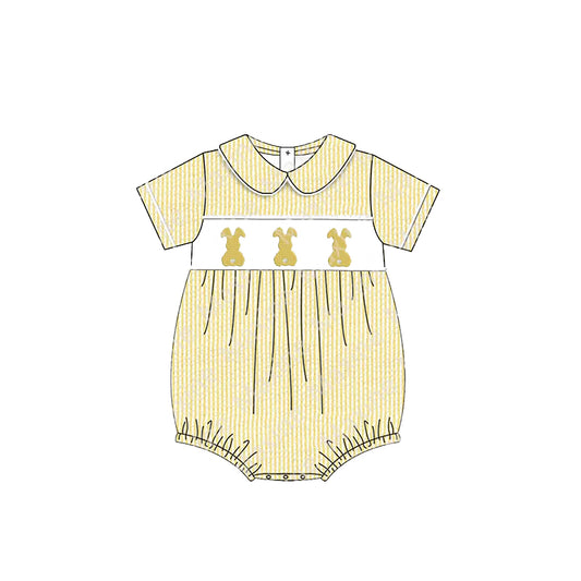 Baby Infant Boys Easter Rabbits Checkered Rompers preorder