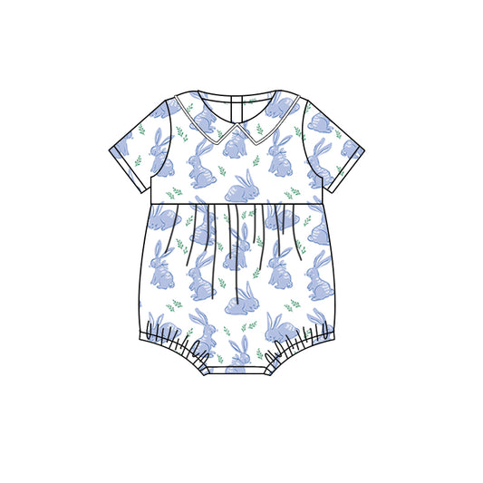 Baby Infant Boys Easter Rabbits Blue Rompers preorder