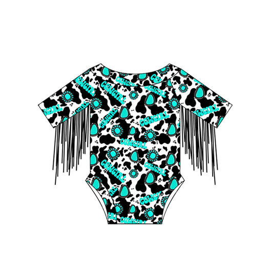 Baby Infant Girls Tassels Turquoise Cowgirl Western Rompers preorder