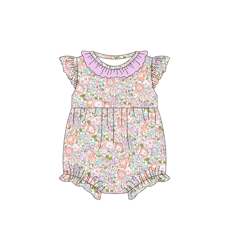 Baby Infant Girls Spring Lavender Flowers Rompers preorder