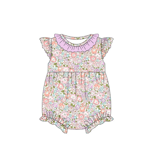 Baby Infant Girls Spring Lavender Flowers Rompers preorder