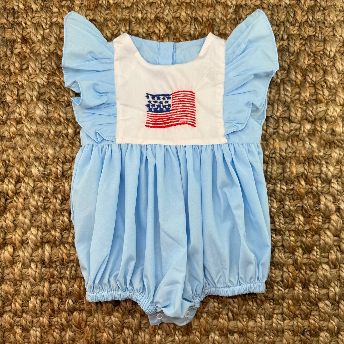 Baby Infant Girls 4th Of July Flag Flutter Sleeve Rompers preorder
