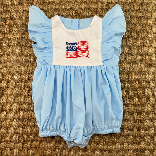 Baby Infant Girls 4th Of July Flag Flutter Sleeve Rompers preorder
