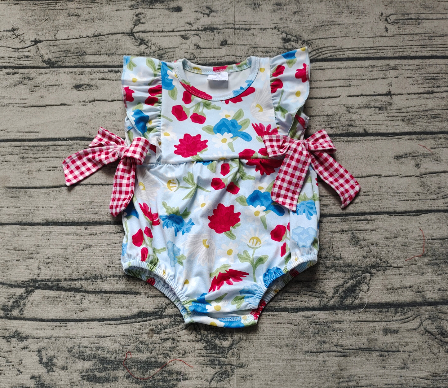Baby Infant Girls Navy Flowers Bows Rompers